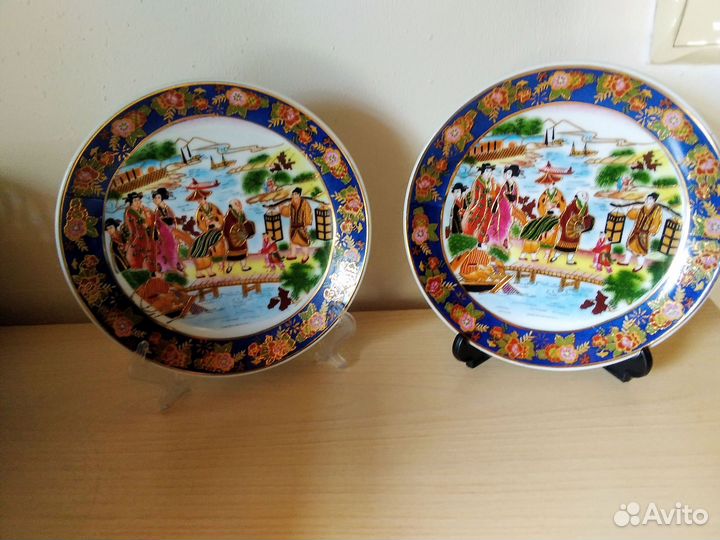 2 тарелки из фарфора,роспись с позолотой