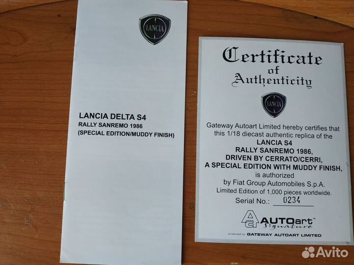 1/18 lancia delta S4 rally SAN remo #8 autoart