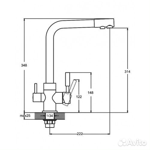 Смеситель для кухни под фильтр SAF18-A092 хр, чёр