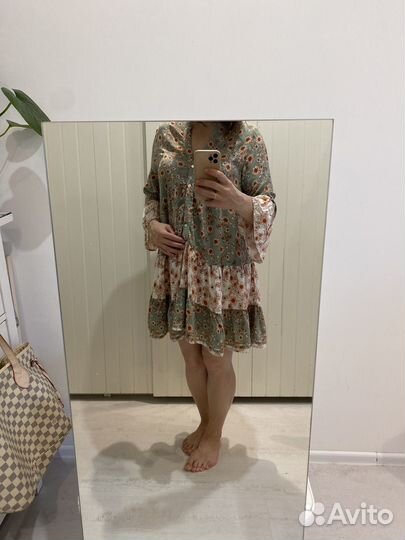 Платье женское туника солнце зеленое 46-48