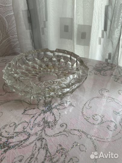 Хрустальная пепельница 18 см СССР 1 оскол