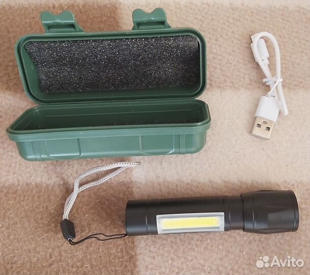 Фонарик + чехол + USB зарядка