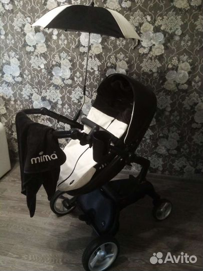 Коляска 2в1 mima xari черно-белая
