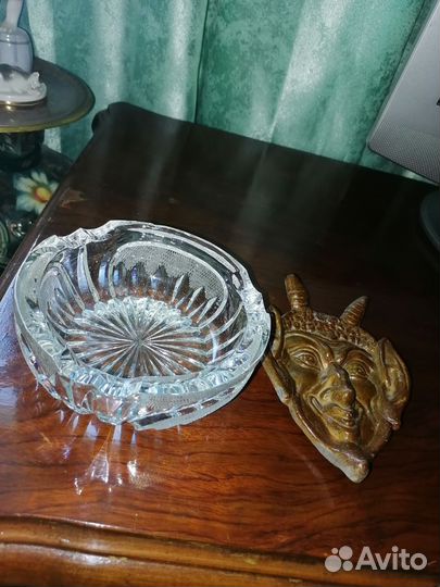 Пепельница СССР хрусталь и металл