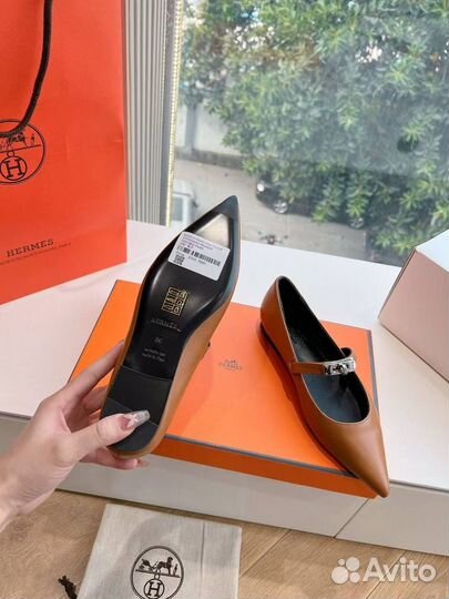 Балетки натуральная кожа hermes