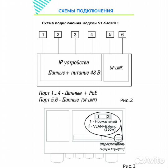 Уличный PoE коммутатор ST-S41POE, (2M/65W/А/OUT) P