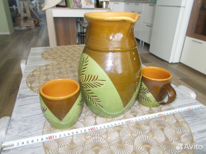 Кувшин керамика две кружки