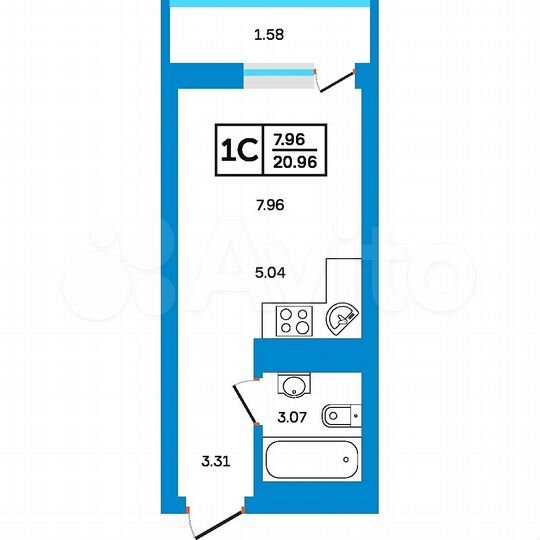 Квартира-студия, 21 м², 5/24 эт.