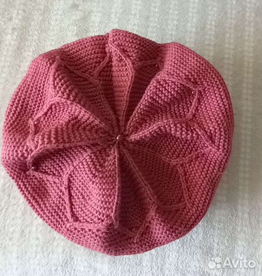 Берет женский двойная вязка+шарф