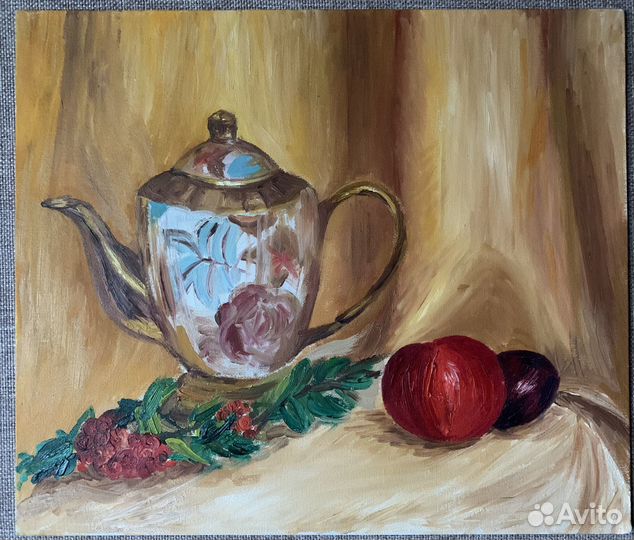 Картина маслом натюрморт (холст на картоне)