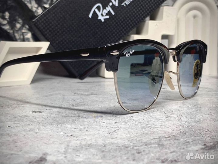Очки Ray Ban Клабмастер серебристые