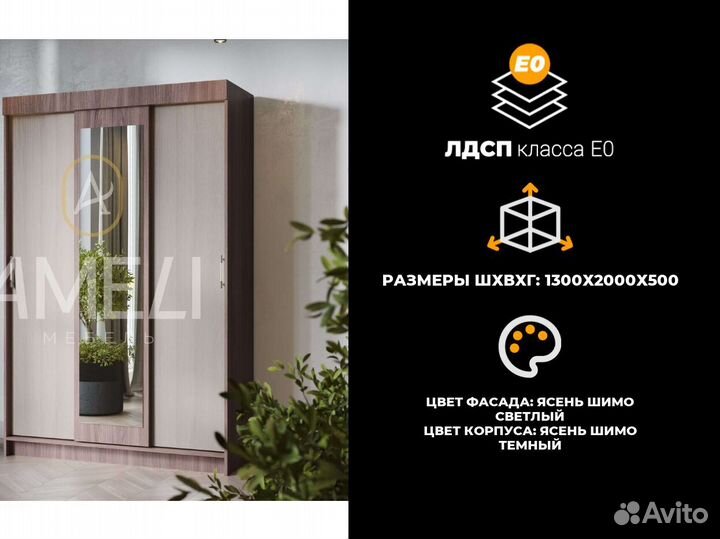 Шкаф купе с зеркалом для одежды
