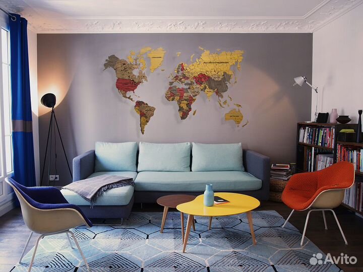 Карта мира из дерева Монтеверде Химки