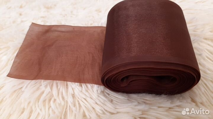 Лента для бантов коричневая 8 см x 19 м