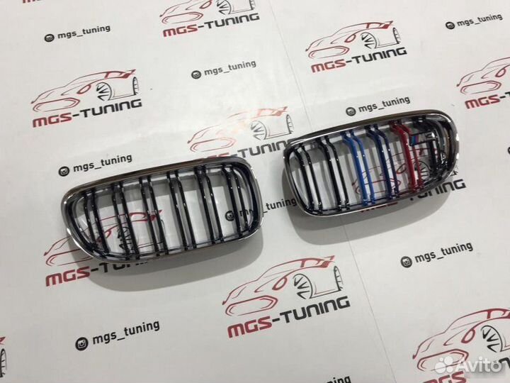 Ноздри BMW 3 серии E90 08-12 Хром + Триколор M