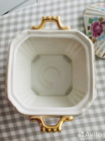 Конфетница Гжель СССР цветная позолота