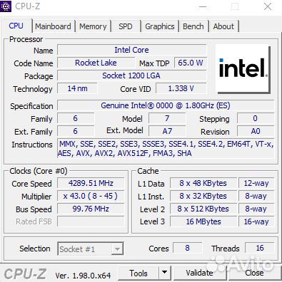 Core i9-11900 es lga1200