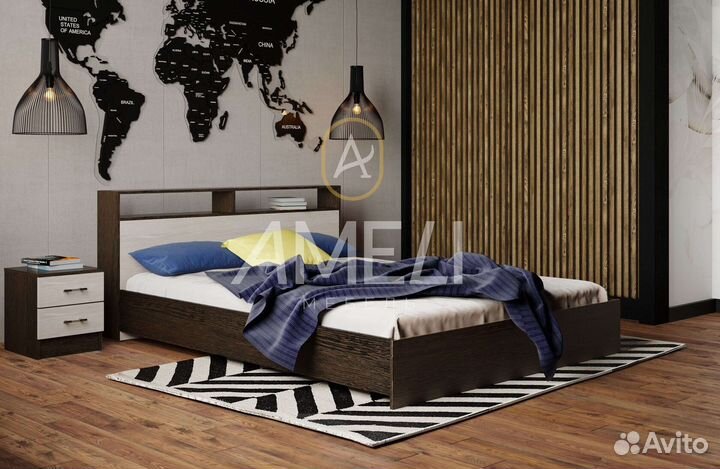 Кровать двуспальная с ящиками