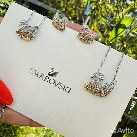 Серьги swarovski iconic swan и кулон swarovski