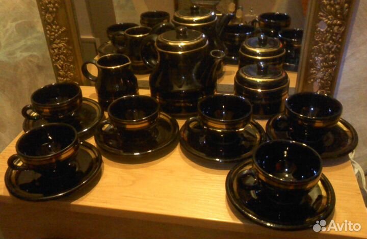 Кофейный сервиз керамика,отводка золотом 1983год