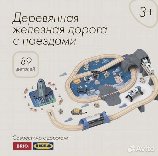 Деревянная дорога IKEA с электропоездом