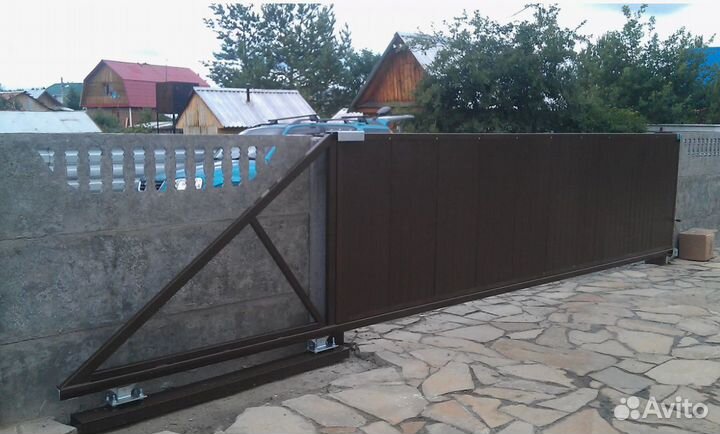 Ворота откатные алюминиевые с заполнен (Prestige)