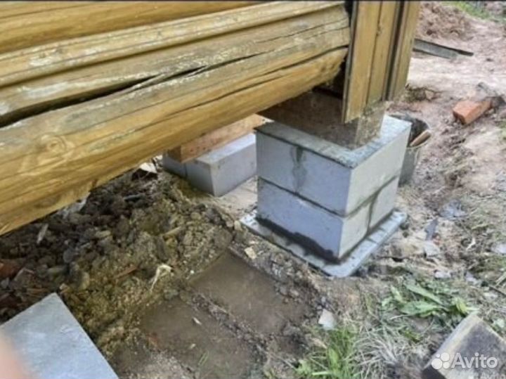 Подъём дома Замена венцов лаг Ремонт фундамента