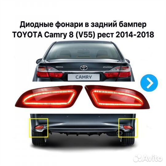 Диодные фонари заднего бампера Toyota Camry 8 XV55