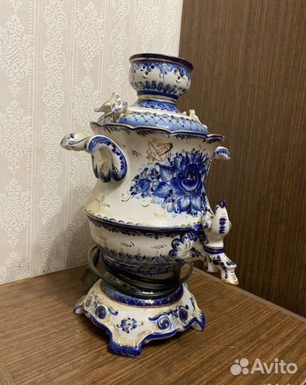 Самовар электрический фарфоровый Гжель