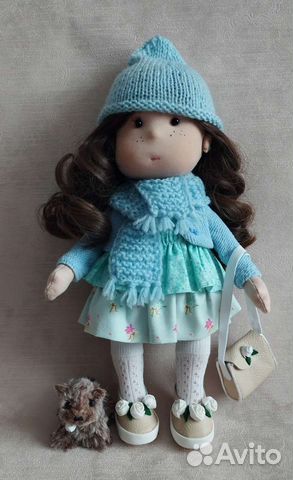Интерьерная кукла ручная работа с собачкой