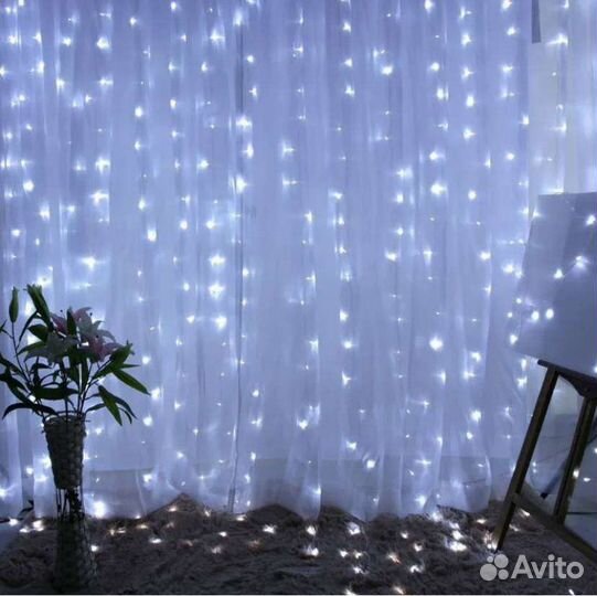Гирлянда занавес штора звезды