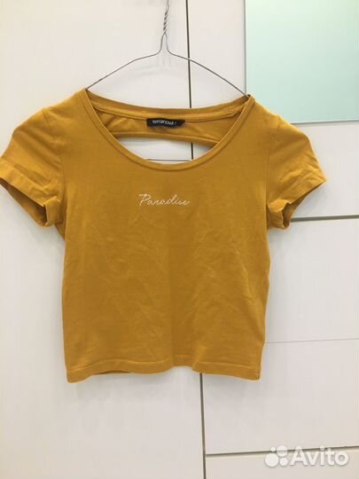 Топ женский жёлтый с открытой спиной