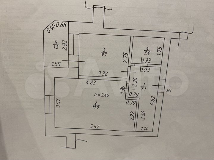 1-к. квартира, 38,6 м², 1/3 эт.