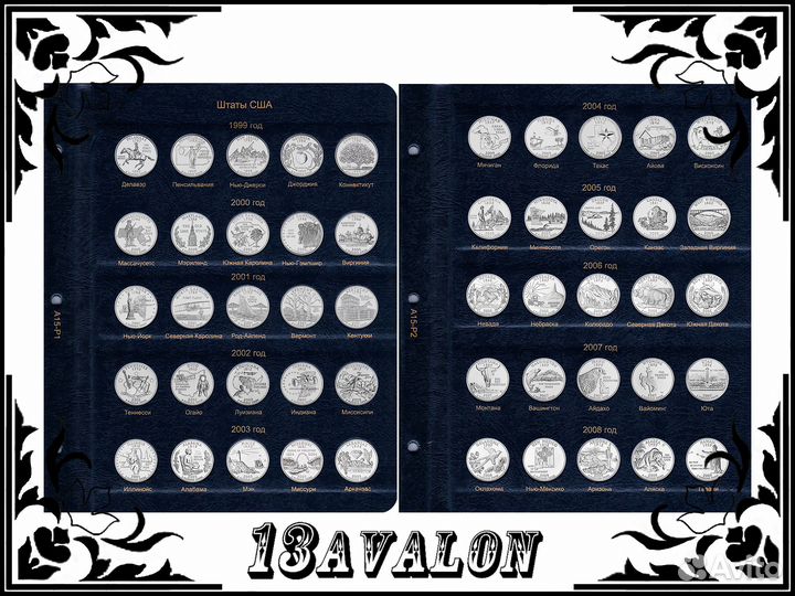 Альбом для монет США Парки Штаты Президенты и др