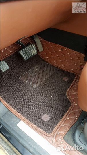 5Д коврики из экокожи Mersedes GLE167 коричневые