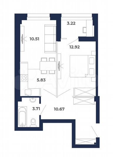 2-к. квартира, 46,9 м², 7/9 эт.