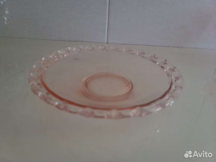 Чайная пара розовое стекло