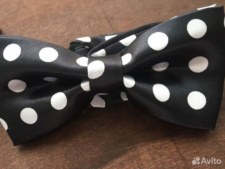 Новая детская Бабочка черная в белый горох