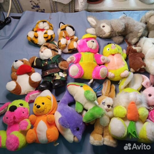 Мягкие игрушки зайцы рыбы тигры Винни пух