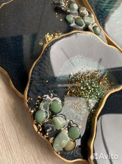 Плато и подставочки с натуральными камнями