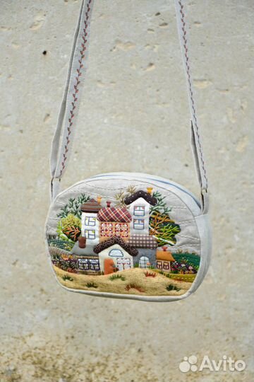 Льняная сумка-косметичка через плечо