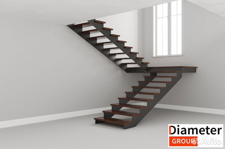 Производство поворотной лестницы с обивкой