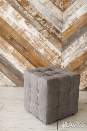 Пуф Лотос Серый Велюр