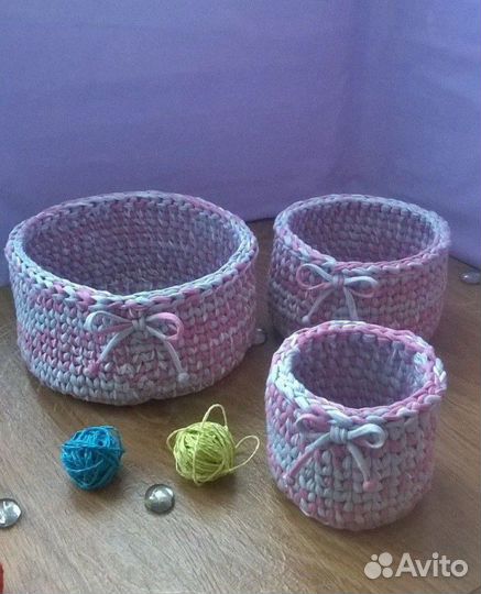 Корзиночки из трикотажной пряжи