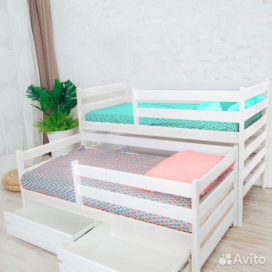 Кроватка из массива матрешка эко от 2х лет выдвижн