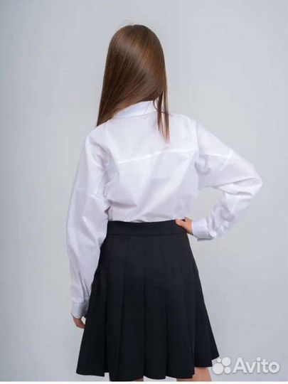 Рубашка школьная белая оверсайз размер 128-134