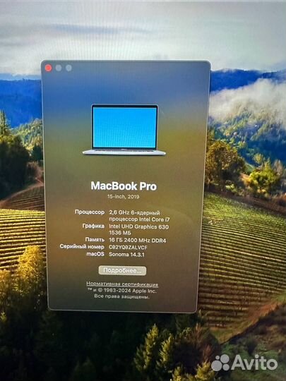 Macbook Pro 15 2019 i7/16gb/256gb Radeon 555x 4gb