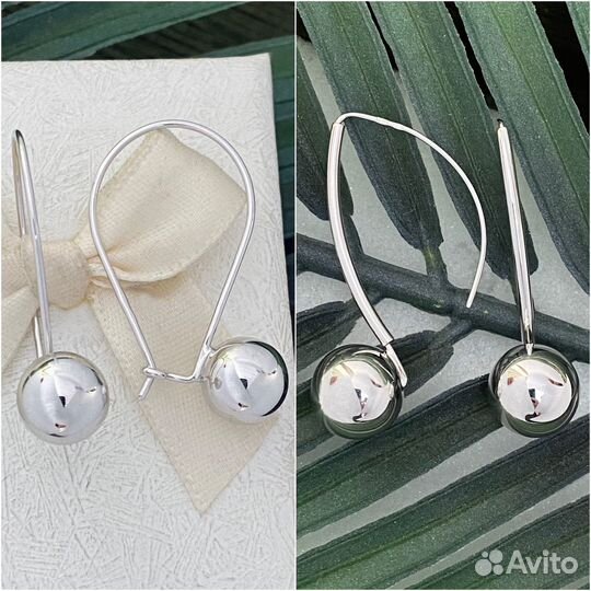 Стильные серебряные серьги с шарами