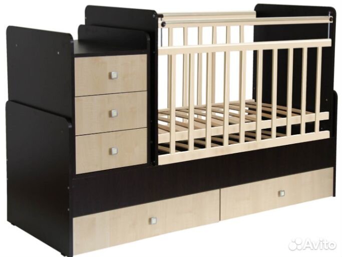 Детская Кроватка-трансформер Фея 1100 венге-клён