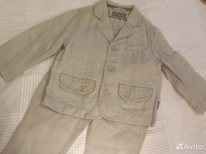 Льняной костюм тройка boboli 12месяцев